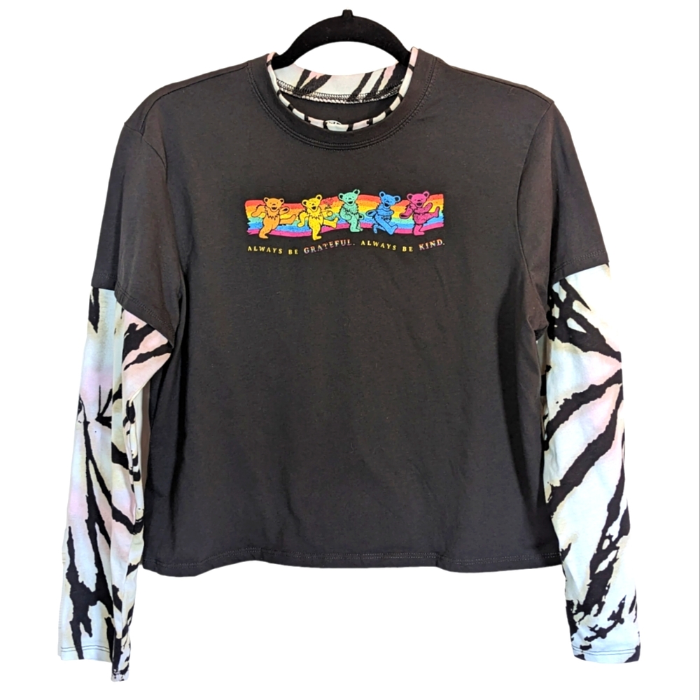 The Grateful Dead Always Be Grateful Be Kind Bears L/S Tie Dye Shirt Women Large